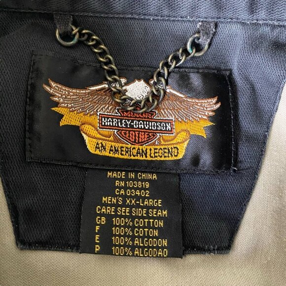 Harley Davidson Size 2XL Short Sleeve Button Up Work Shirt Chest Pockets Vintage - Picture 4 of 4